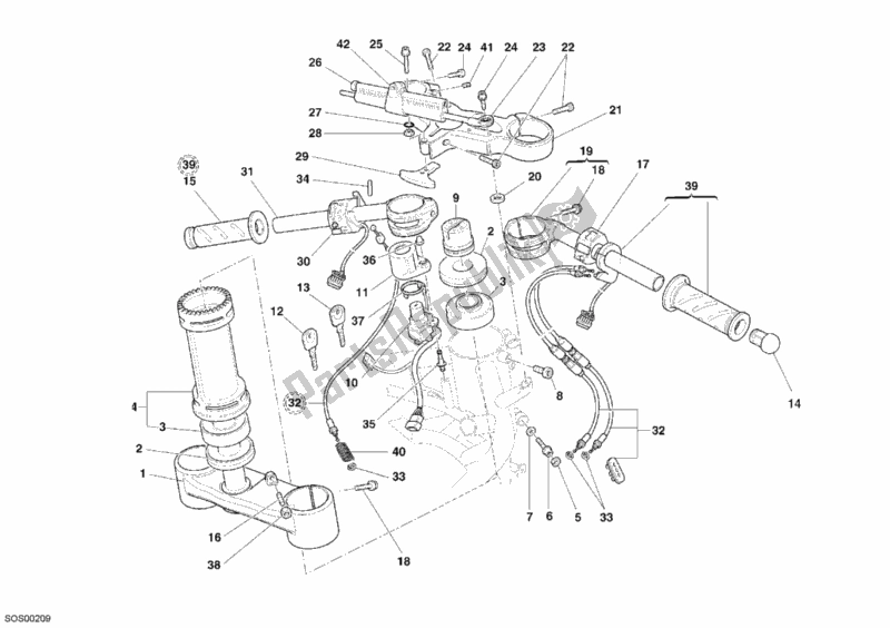 Todas as partes de Guidão do Ducati Superbike 999 R Xerox 2006